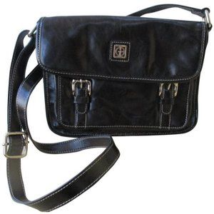 *Gianni Bini Black Leather Plaid Lined Bag